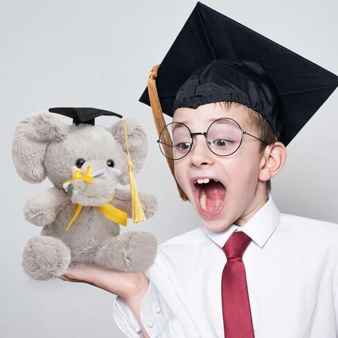 Hollyhome Graduation Elephant Plush 2024 هدايا التخرج لمدرسة رياض الأطفال الثانوية أو الحيوانات المحشوة بالكلية مع شهادة CAP الرمادية 8 بوصة in Kuwait
