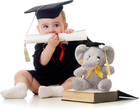 Hollyhome Graduation Elephant Plush 2024 هدايا التخرج لمدرسة رياض الأطفال الثانوية أو الحيوانات المحشوة بالكلية مع شهادة CAP الرمادية 8 بوصة in Kuwait