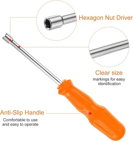 HARFINGTON 2pcs Metric Nut Driver 10mm Dia 92mm Shank 6 Point Hex Hexagon Socket Wrench Screwdriver with Non-Slip Handle for Tightening and Loosening Fasteners in Kuwait