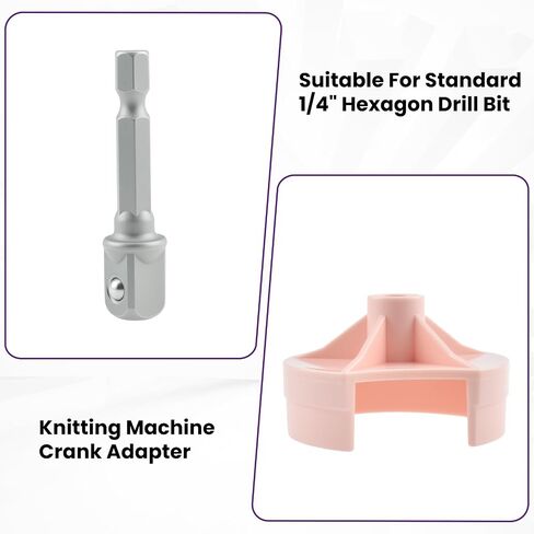 SATUY Knitting Machine Adapter, Quick Knit Machine Attachment, Knitting Machine Crank Handle Adapter with Hexagon Steel Bit for S-en-TRO 48/40/22 and J-a-mit (Pink) in Saudi Arabia