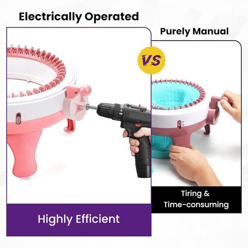 SATUY Knitting Machine Adapter, Quick Knit Machine Attachment, Knitting Machine Crank Handle Adapter with Hexagon Steel Bit for S-en-TRO 48/40/22 and J-a-mit (Pink) in Saudi Arabia