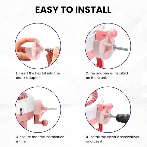 SATUY Knitting Machine Adapter, Quick Knit Machine Attachment, Knitting Machine Crank Handle Adapter with Hexagon Steel Bit for S-en-TRO 48/40/22 and J-a-mit (Pink) in Saudi Arabia