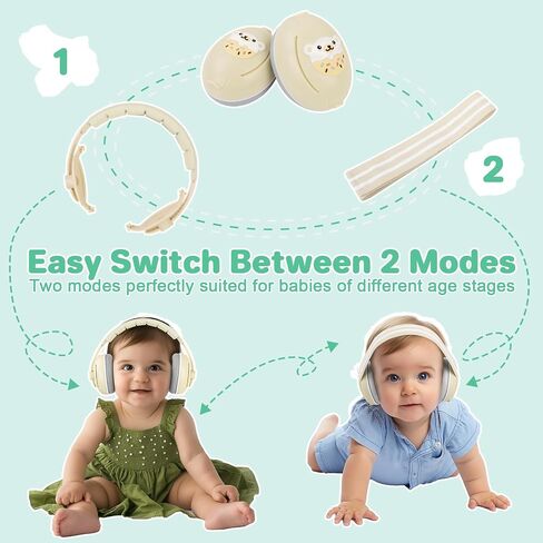 BEBOAN 2-in-1 Baby Ear Muffs Noise Protection for Babies 0-36 Months, Noise Cancelling Headphones for Baby, Infant Newborn Ear Protection Headphones for Airplane Travel, Toddler Sound Proof Headphones in Saudi Arabia