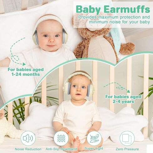 BEBOAN 2-in-1 Baby Ear Muffs Noise Protection for Babies 0-36 Months, Noise Cancelling Headphones for Baby, Infant Newborn Ear Protection Headphones for Airplane Travel, Toddler Sound Proof Headphones in Saudi Arabia