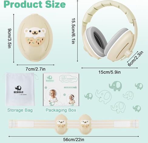 BEBOAN 2-in-1 Baby Ear Muffs Noise Protection for Babies 0-36 Months, Noise Cancelling Headphones for Baby, Infant Newborn Ear Protection Headphones for Airplane Travel, Toddler Sound Proof Headphones in Saudi Arabia