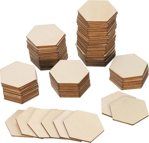PATIKIL 2 Inch Unfinished Hexagon Wood Slices, 100 Pack Blank Wooden Discs Cutouts for DIY Art Crafts Painting Decor Christmas Decorations in Saudi Arabia