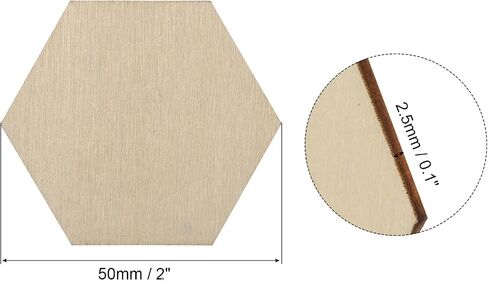 PATIKIL 2 Inch Unfinished Hexagon Wood Slices, 100 Pack Blank Wooden Discs Cutouts for DIY Art Crafts Painting Decor Christmas Decorations in Saudi Arabia