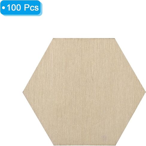 PATIKIL 2 Inch Unfinished Hexagon Wood Slices, 100 Pack Blank Wooden Discs Cutouts for DIY Art Crafts Painting Decor Christmas Decorations in Saudi Arabia