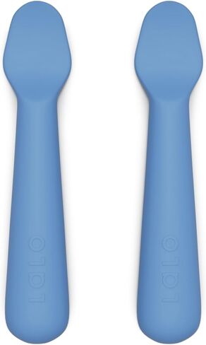 Lalo Little Spoon Set - 2 Piece Baby Spoons Set for Infants & Babies - Made From Food Grade Silicone Dishwasher Safe - Baby Feeding Essentials for Early Stage Mealtime - Oatmeal in Kuwait
