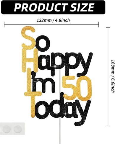 BEISHIDA So Happy I'm 50 Today Happy Birthday Cake Toppers Happy Birthday Cake Decorations Black Gold Glitter 50th Picks Cake for Men Women Party Supplies Decoration in Saudi Arabia
