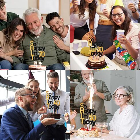 BEISHIDA So Happy I'm 50 Today Happy Birthday Cake Toppers Happy Birthday Cake Decorations Black Gold Glitter 50th Picks Cake for Men Women Party Supplies Decoration in Saudi Arabia