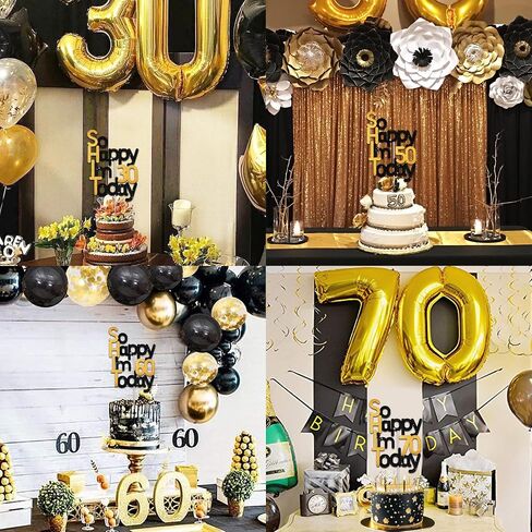 BEISHIDA So Happy I'm 50 Today Happy Birthday Cake Toppers Happy Birthday Cake Decorations Black Gold Glitter 50th Picks Cake for Men Women Party Supplies Decoration in Saudi Arabia