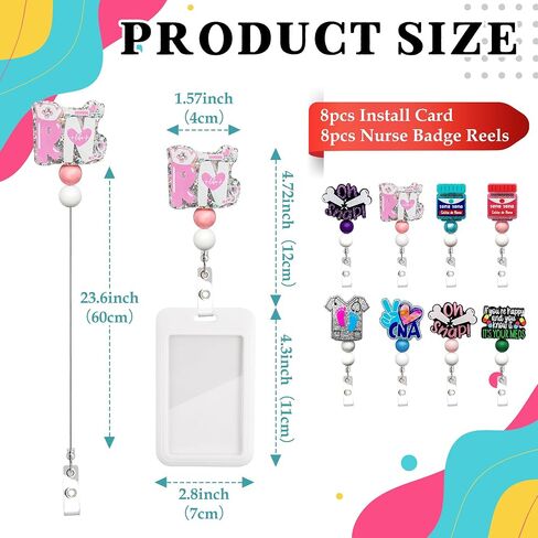 16pcs Nurse Badge Reel Nurse Retractable Holder Bling Glitter with ID Card Badge Holder Clips Sana Sana Colita De Rana Badge Reel Oh Snap Retractable Irregular Pink for Office Nurses Doctors in Saudi Arabia