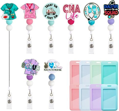 16pcs Nurse Badge Reel Nurse Retractable Holder Bling Glitter with ID Card Badge Holder Clips Sana Sana Colita De Rana Badge Reel Oh Snap Retractable Irregular Pink for Office Nurses Doctors in Saudi Arabia