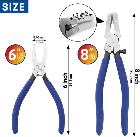 2 Pcs Glass Breaking Pliers and Breaker Grozer Pliers Set, Glass Pliers with Rubber Tips Glass Cutting Tool Kit for Stained Glass Cutting Mosaics Breaking, Breaking&Grozer in Kuwait