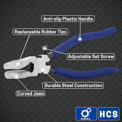 2 Pcs Glass Breaking Pliers and Breaker Grozer Pliers Set, Glass Pliers with Rubber Tips Glass Cutting Tool Kit for Stained Glass Cutting Mosaics Breaking, Breaking&Grozer in Kuwait