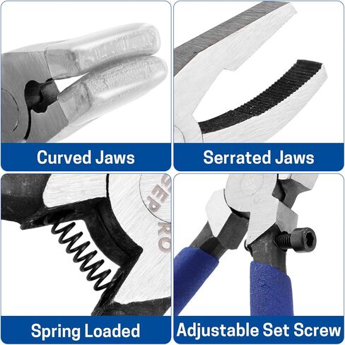 2 Pcs Glass Breaking Pliers and Breaker Grozer Pliers Set, Glass Pliers with Rubber Tips Glass Cutting Tool Kit for Stained Glass Cutting Mosaics Breaking, Breaking&Grozer in Kuwait