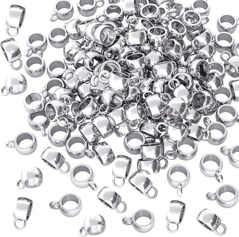 100pcs Links Bail Beads for Jewelry Making, Hypoallergenic Alloy Tube Spacer Beads, 4mm Tube Charm Connectors for Bracelets Earrings Necklaces Keychain DIY Crafts- Silver in Kuwait