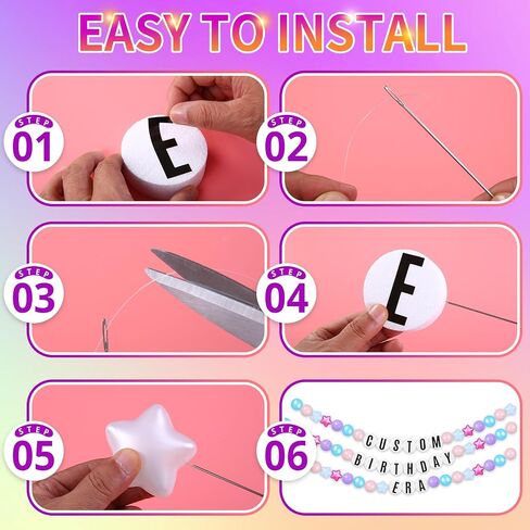 DIY Giant Friendship Bracelet in My Birthday Era Banner Birthday Banner Famous Singer Customizable Banner Garland Decor Foam Circles Ball Plastic Balls DIY Supplies in Kuwait