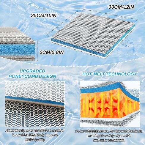 BOROLA 8-Layer Aquarium Sponge Filter Pad, Efficient Multi-Filtering Media, Aquarium Fish Tank Accessories Enhanced Filtration System, Ideal for Freshwater & Saltwater Fish Tanks(10in*4in) in Kuwait