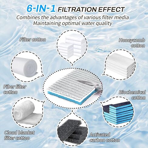 BOROLA 8-Layer Aquarium Sponge Filter Pad, Efficient Multi-Filtering Media, Aquarium Fish Tank Accessories Enhanced Filtration System, Ideal for Freshwater & Saltwater Fish Tanks(10in*4in) in Kuwait
