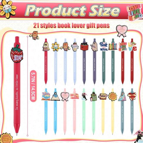 Frienda 30 Pcs Book Lovers Gifts Book Club Ballpoint Pens Bulk Funny Retractable Pens Bookish Items Reading Gifts for Women Teacher Student Graduation Librarians Writers Readers Office,21 Styles in Saudi Arabia