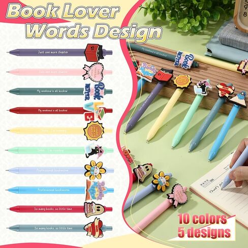Frienda 30 Pcs Book Lovers Gifts Book Club Ballpoint Pens Bulk Funny Retractable Pens Bookish Items Reading Gifts for Women Teacher Student Graduation Librarians Writers Readers Office,21 Styles in Saudi Arabia