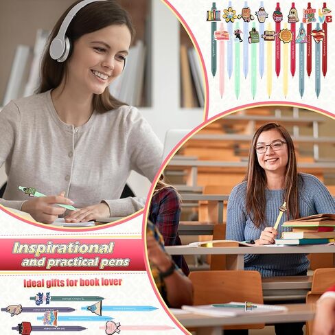 Frienda 30 Pcs Book Lovers Gifts Book Club Ballpoint Pens Bulk Funny Retractable Pens Bookish Items Reading Gifts for Women Teacher Student Graduation Librarians Writers Readers Office,21 Styles in Saudi Arabia