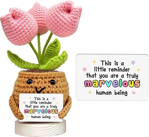 Gossby Gifts for Mom from Daughter Son Kids - Mothers Day, Birthday Gift for Mom, Mama - Basket Stuffers - Positive Tulip Crochet for Mama with Package & Thank You Card in Kuwait