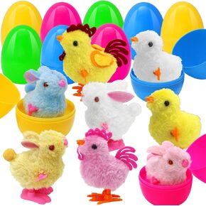 8pcs prefived بيض عيد الفصح مع الكتاكيت والرصاص ، حشو بيض عيد الفصح للأطفال ، سلة سلة ، تفضل الحفلات ، جائزة الفصل الدراسي