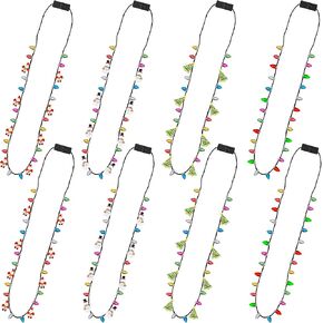 قلادة ضوء عيد الميلاد ، 8pcs تضيء إلى قلادة عيد الميلاد الحفلات ، 4 أنواع لمبة عيد الميلاد شجرة عيد الميلاد سانتا حلوى قلادة ، 3 أوضاع ملونة عيد الميلاد القبيحة عيد الميلاد عيد الميلاد الجديد لوازم حفلة الحفلات
