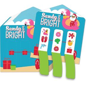 Big Pot of Leainge Tropical Christmas - Beach Santa Holiday Party Game Cards - سحب علامات التبويب 3 في صف - مجموعة من 12