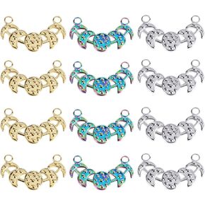 12pcs Moon Phase Connector Charms Pendant Crescent Link Charms سحر معدني من الفولاذ المقاوم للصدأ لأساور المجوهر