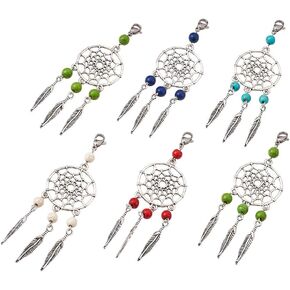 KISSITTY Kissity 30-Pieces Handmade Dangling Dream Catchers Charm Pendants Mixed Color 90mm Filigree Ethnic Ornament Keyring Jewelry Making