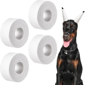 Geiserairailie 4 Roll 1 Inch Toar للكلاب Deberman أداة الوقوف سهلة المسيل للدموع مع الحواف المسننة التصاق قوي لا يوجد شريط قطني لاصق ذاتي للحماية من الأذن ودعم الرياضة الرياضية