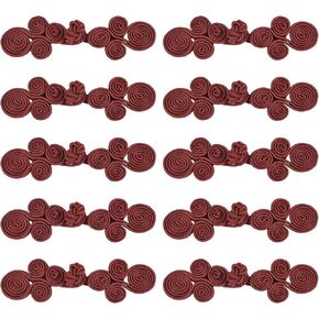 MECCANIXITY 10 Pairs Chinese Knots Frog Buttons Closure Black Sewing Buttons Fasteners for DIY Sewing Coats Cloak Sweater Bridal Costume Outfit,2.76x0.79 Inch