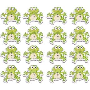 100pcs Frog Buttons for DIY Crafting: 1 Inch 2 Holes Wooden Animals Cartoon Buttons - for Sewing, Scrapbooking Card Making Knitting, and Crochet Projects