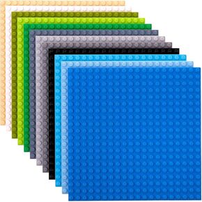 BRIKS 12 Pack Classic Baseplates 6x6 ، لبناء الطوب ، 20x20 لوحات الأزرار متوافقة 100 ٪ مع جميع العلامات التجارية الرئيسية ، تكديس للجانبين العلوي والسفلي ، 12 ألوان قوس قزح