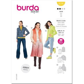 سترة وسترة Burda Most 'Step' ، رمز 6114 طقم نمط الخياطة ، الأحجام 8-18 ، متعدد الألوان