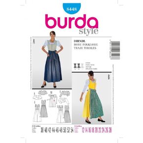 نمط نمط بوردا 8448 فستان Dirndl ، حجم 12-28