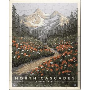 MyPuzzle North Cascades National Park: ارتفاع الصيف ، ملصق عتيق - Premium 500 قطعة بانورامزو للبالغين