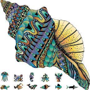 Conch Shell Gigsaw Guzzle 179 قطعة ، 17.2 "x17.3" بأشكال فريدة للبالغين بواسطة Woodgalaxy