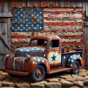 CXYQLC DIY 5D مجموعات الطلاء الماس للبالغين Art American Flag Truck Paint Full Drill Crystal Rhinestone Chraft Caint