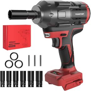 Cordless Impact Wrench 1/2 inch for Dewalt 20V Battery, 900FT-LBS(1200N.m) Impact Driver Brushless 1/2 Impact Gun, High Torque Power Impact Wrench with 6 Pcs Sockets & Gift Box (No Battery)