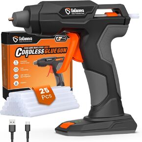 GoGonova Cordless Glue Gun, 20s Fast Preheating Anti-drip Glue Gun, 2Ah USB-C Rechargeable Hot Glue Gun Kit with 25 Pcs Mini Glue Sticks, Smart Power-Off