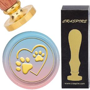 Craspire Paw Print Wax Seal Seal Cat's Paw Love Heart Retro Sealing Wax Stamp 25mm قابلة للإزالة مع مقبض Rosewood for DIY Scrapbooking Gift Wrap Wineves Packages