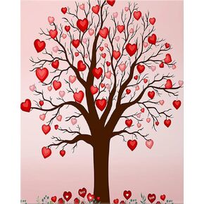 Zuvrdiai Paint by Numbers Kits عيد الحب الحب الأحمر ، لوحة زيت DIY للبالغين المبتدئين وردة الأعمال الفنية الوردي ، منزل القماش الجدران للمعيشة غرفة نوم ديكور المطبخ 16x20inch