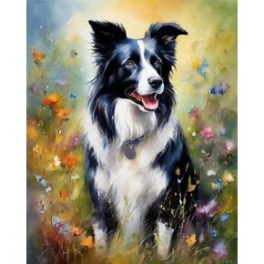 Zuvrdiai DIY Paint حسب عدد البالغين ، الحدود الكولي في الطلاء العشب بواسطة عدد مع فرش احترافية ، 40x50 سم ، لا إطار
