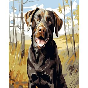 Zuvrdiai Pet Dog Paint بأرقام للبالغين ، كلب لابرادور Retriever Dog ، الطلاء حسب الرقم على القماش ، لوحة زيتية DIY لديكور جدار هدية ، 40x50 سم ، بدون إطار