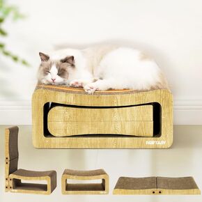 2 in 1 Cat Scratcher Cardboard Lounge,Cat Scratching Board,Multi-Functional Scratch Pad with Catnip,for Indoor Cats Resting and Playing